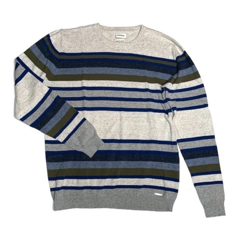 Diesel mens S superior‎ quality knit striped crew neck sweater